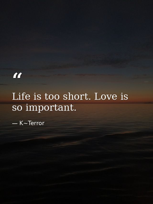 Life is too short. Love is so important. — K~Terror