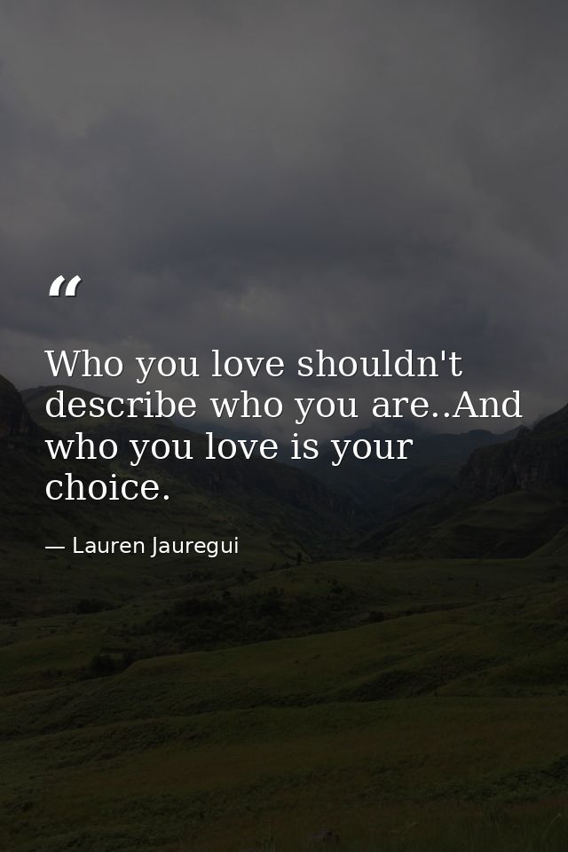 Who you love shouldn't describe who you are..And who you love is your choice. — Lauren Jauregui