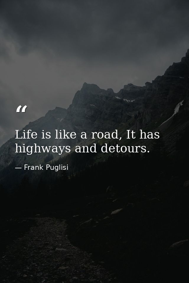 Life is like a road, It has highways and detours. — Frank Puglisi