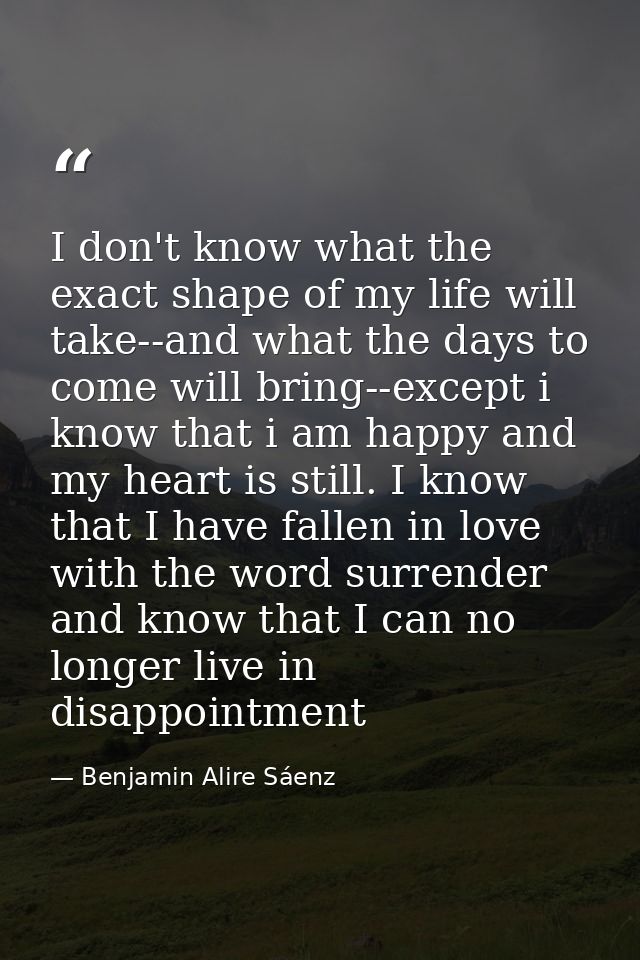 I don't know what the exact shape of my life will take--and what the days to come will bring--except i know that i am ha — Benjamin Alire Sáenz