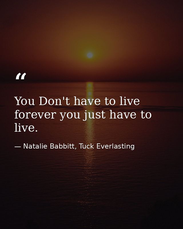 You Don't have to live forever you just have to live. — Natalie Babbitt, Tuck Everlasting