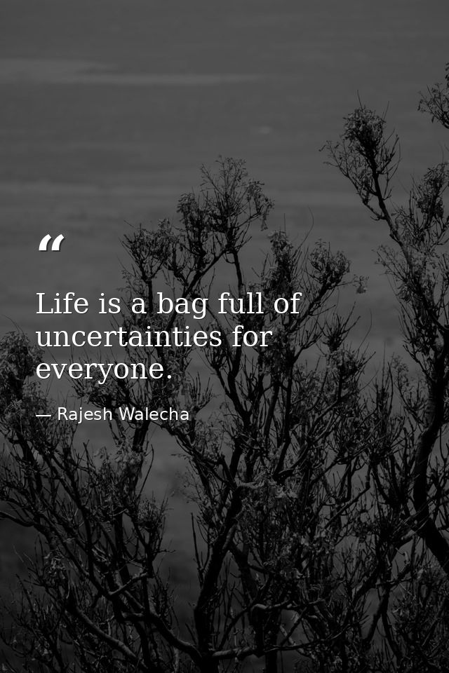 Life is a bag full of uncertainties for everyone. — Rajesh Walecha