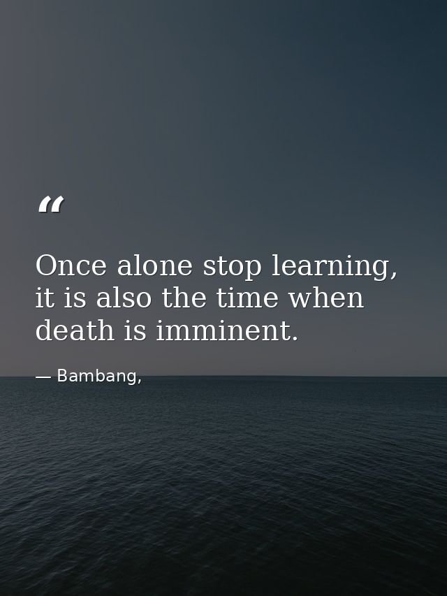 Once alone stop learning, it is also the time when death is imminent. — Bambang,