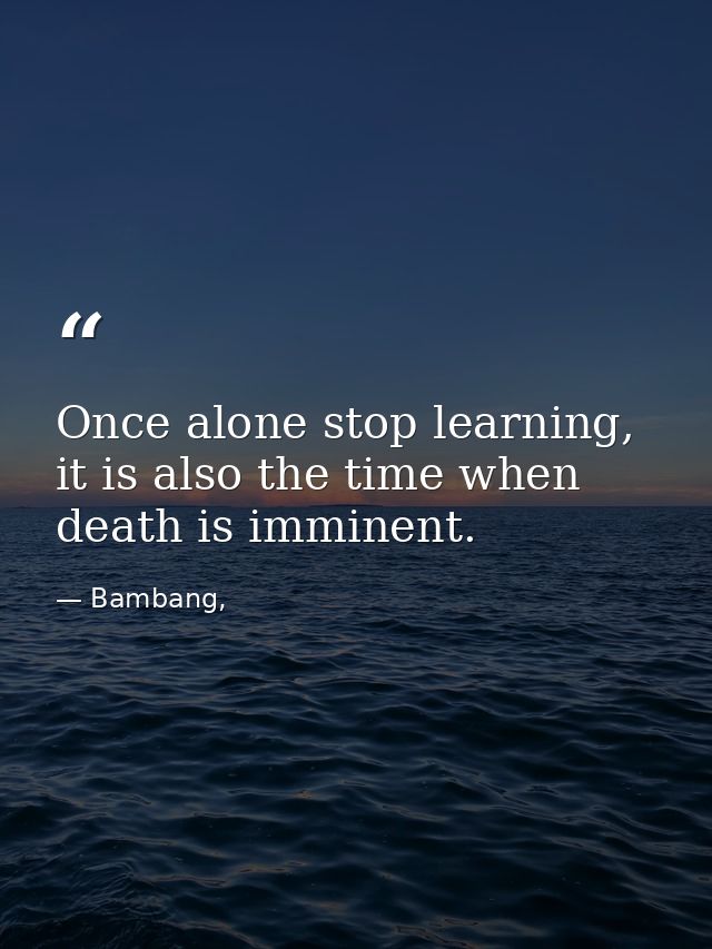 Once alone stop learning, it is also the time when death is imminent. — Bambang,