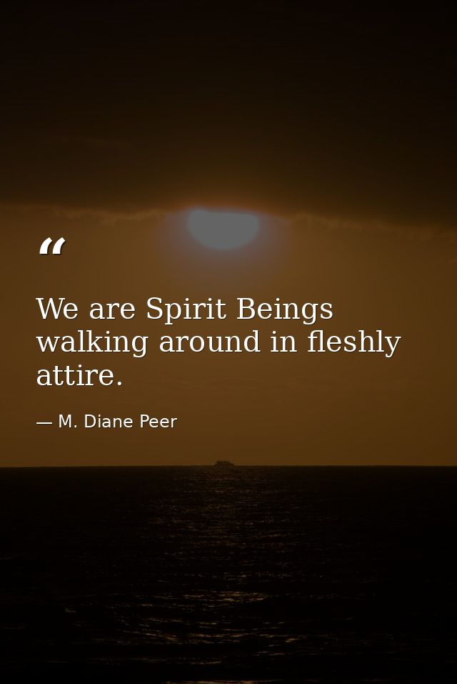 We are Spirit Beings walking around in fleshly attire. — M. Diane Peer