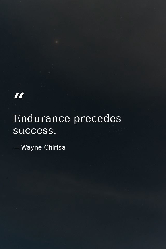 Endurance precedes success. — Wayne Chirisa