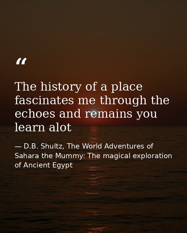 The history of a place fascinates me through the echoes and remains you learn alot — D.B. Shultz, The World Adventures of Sahara the Mummy: The magical exploration of Ancient Egypt