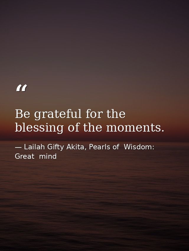 Be grateful for the blessing of the moments. — Lailah Gifty Akita, Pearls of  Wisdom: Great  mind