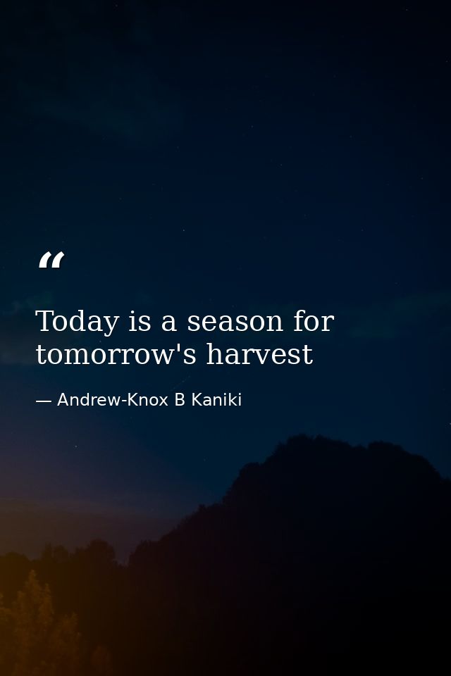 Today is a season for tomorrow's harvest — Andrew-Knox B Kaniki