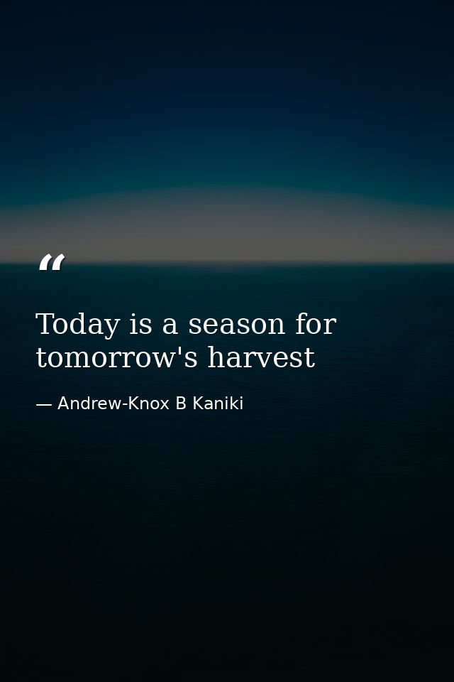 Today is a season for tomorrow's harvest — Andrew-Knox B Kaniki