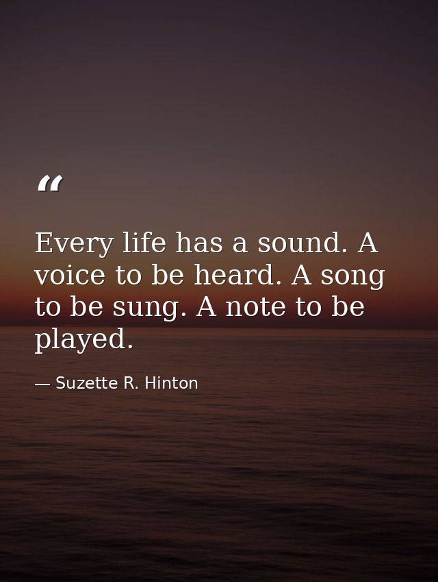 Every life has a sound. A voice to be heard. A song to be sung. A note to be played. — Suzette R. Hinton