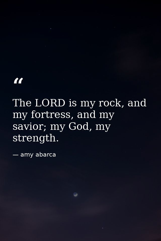 The LORD is my rock, and my fortress, and my savior; my God, my strength. — amy abarca