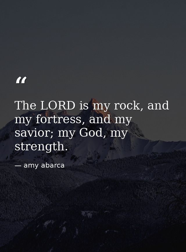 The LORD is my rock, and my fortress, and my savior; my God, my strength. — amy abarca