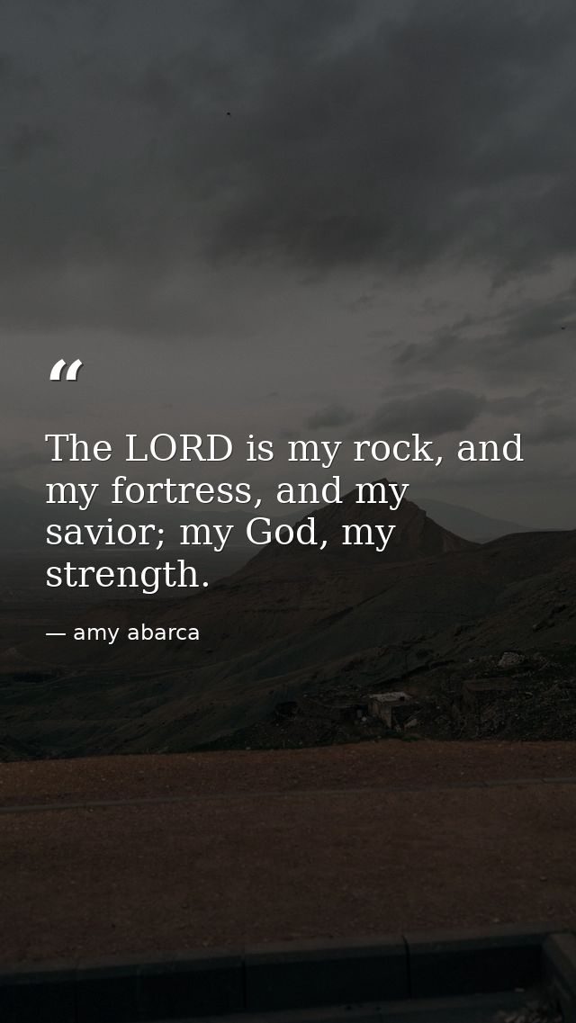 The LORD is my rock, and my fortress, and my savior; my God, my strength. — amy abarca