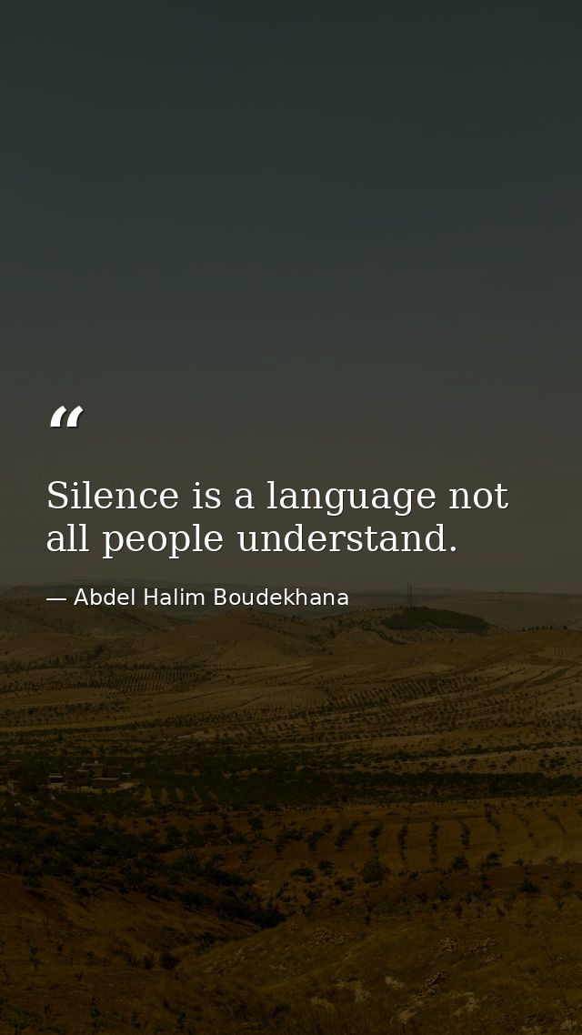 Silence is a language not all people understand. — Abdel Halim Boudekhana