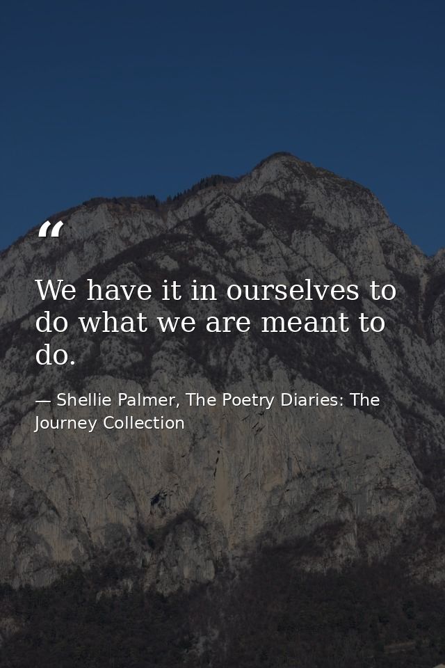 We have it in ourselves to do what we are meant to do. — Shellie Palmer, The Poetry Diaries: The Journey Collection