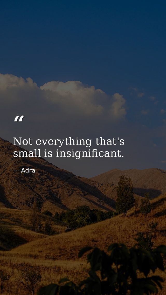 Not everything that's small is insignificant. — Adra