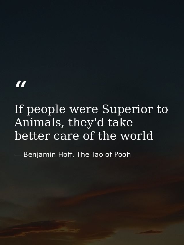 If people were Superior to Animals, they'd take better care of the world — Benjamin Hoff, The Tao of Pooh