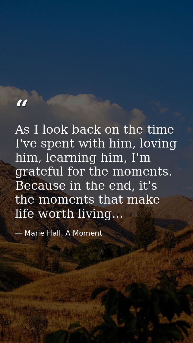 As I look back on the time I've spent with him, loving him, learning him, I'm grateful for the moments. Because in the e — Marie Hall, A Moment