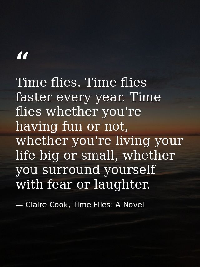Time flies. Time flies faster every year. Time flies whether you're having fun or not, whether you're living your life b — Claire Cook, Time Flies: A Novel