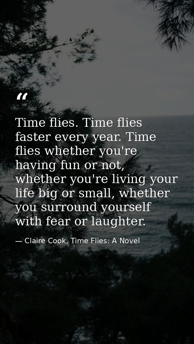 Time flies. Time flies faster every year. Time flies whether you're having fun or not, whether you're living your life b — Claire Cook, Time Flies: A Novel