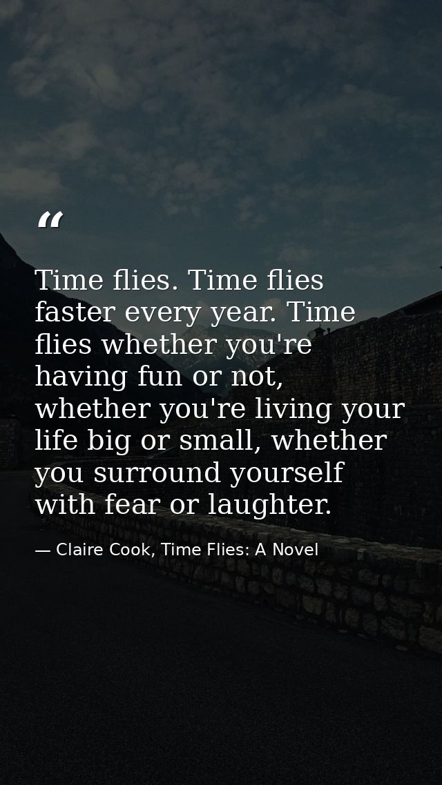 Time flies. Time flies faster every year. Time flies whether you're having fun or not, whether you're living your life b — Claire Cook, Time Flies: A Novel