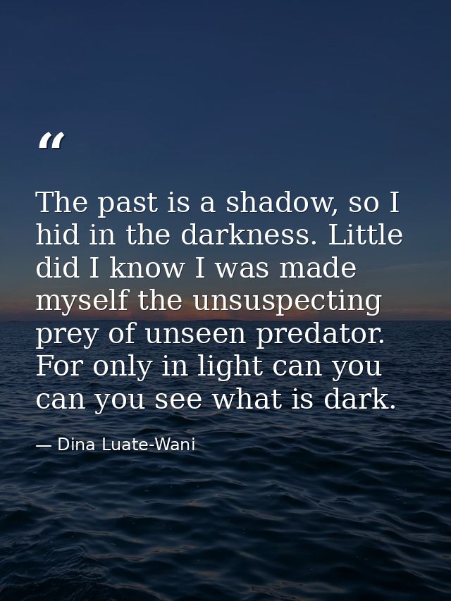 The past is a shadow, so I hid in the darkness. Little did I know I was made myself the unsuspecting prey of unseen pred — Dina Luate-Wani