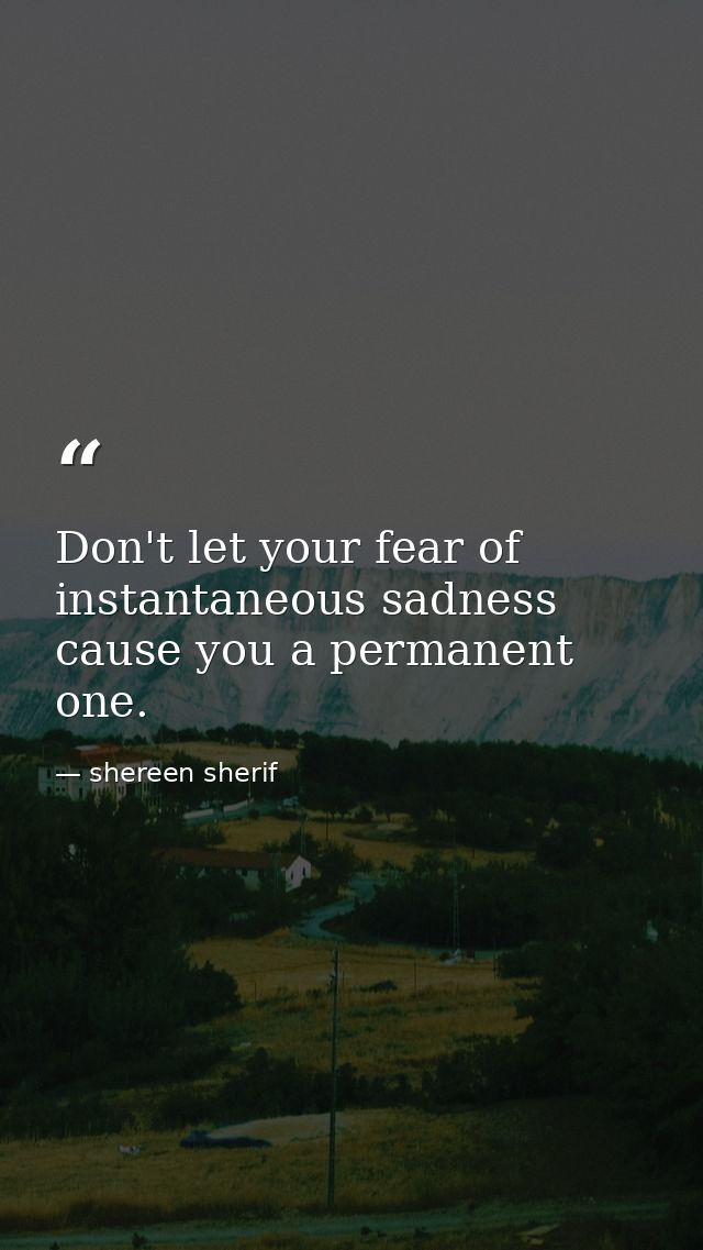 Don't let your fear of instantaneous sadness cause you a permanent one. — shereen sherif