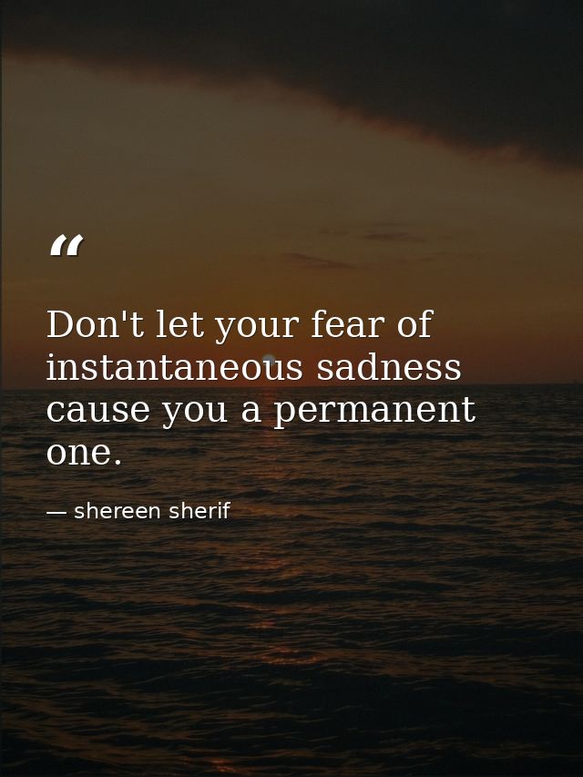 Don't let your fear of instantaneous sadness cause you a permanent one. — shereen sherif