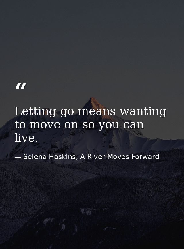Letting go means wanting to move on so you can live. — Selena Haskins, A River Moves Forward