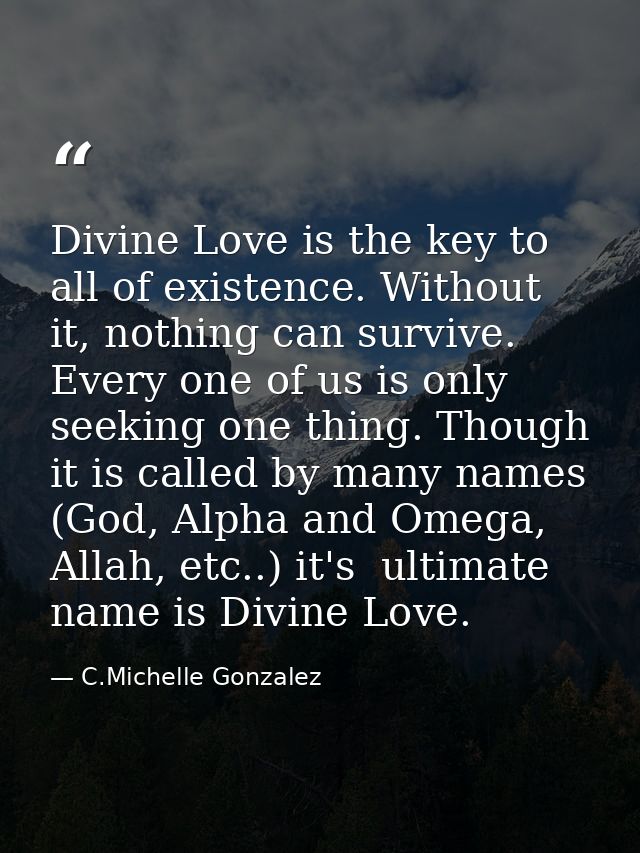 Divine Love is the key to all of existence. Without it, nothing can survive. Every one of us is only seeking one thing.  — C.Michelle Gonzalez