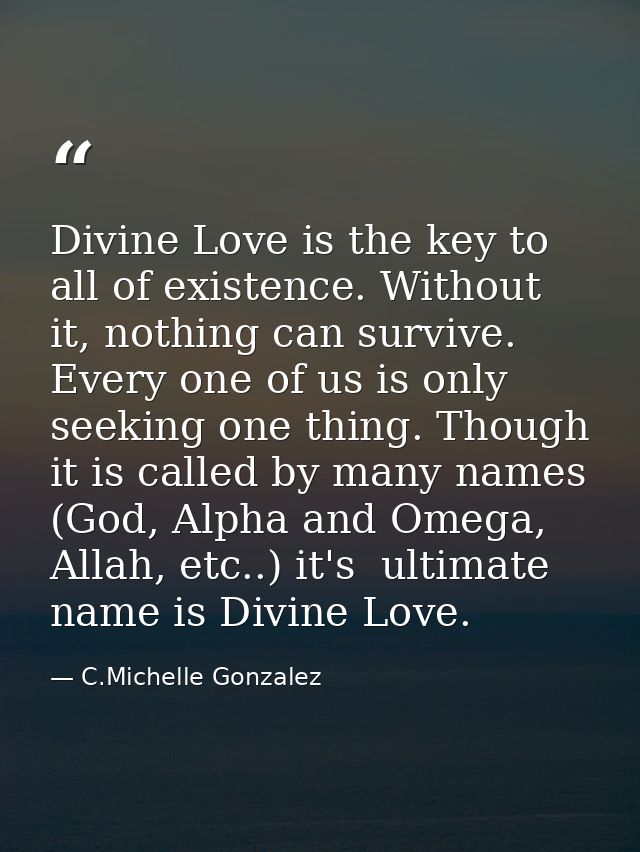 Divine Love is the key to all of existence. Without it, nothing can survive. Every one of us is only seeking one thing.  — C.Michelle Gonzalez