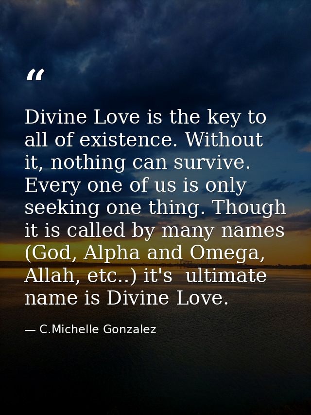 Divine Love is the key to all of existence. Without it, nothing can survive. Every one of us is only seeking one thing.  — C.Michelle Gonzalez