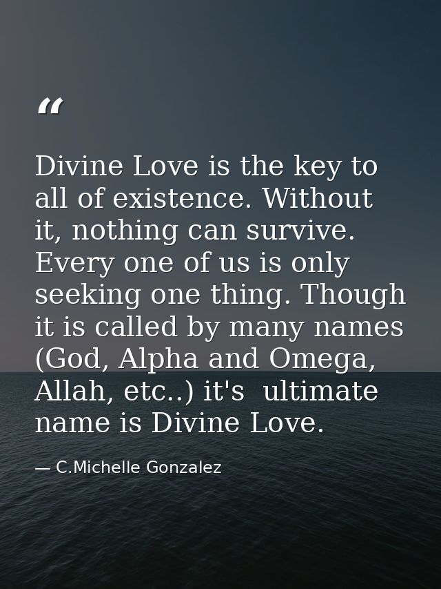 Divine Love is the key to all of existence. Without it, nothing can survive. Every one of us is only seeking one thing.  — C.Michelle Gonzalez