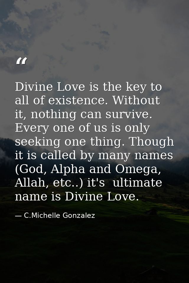 Divine Love is the key to all of existence. Without it, nothing can survive. Every one of us is only seeking one thing.  — C.Michelle Gonzalez