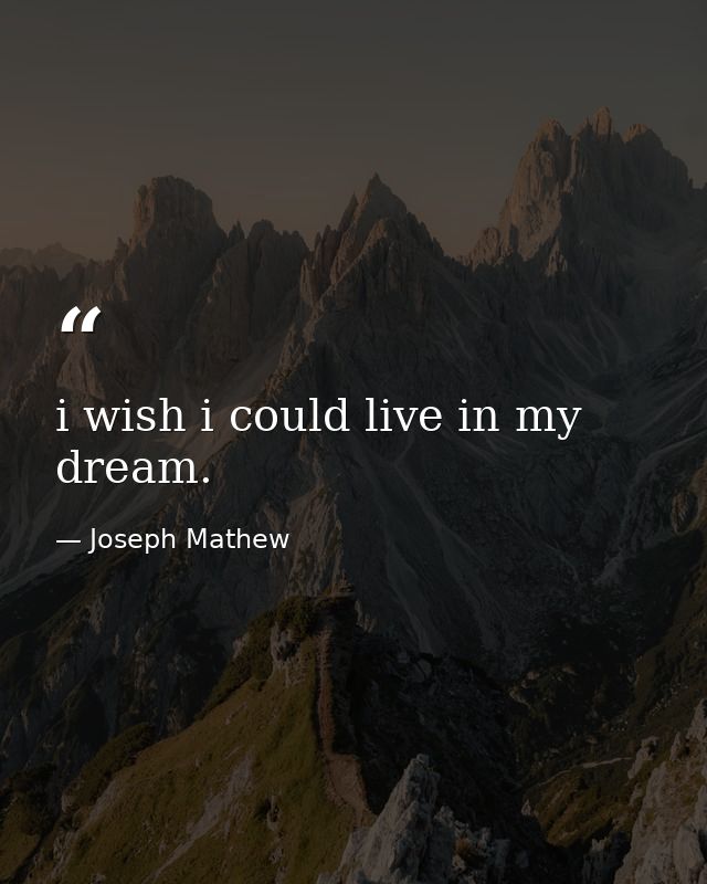 i wish i could live in my dream. — Joseph Mathew