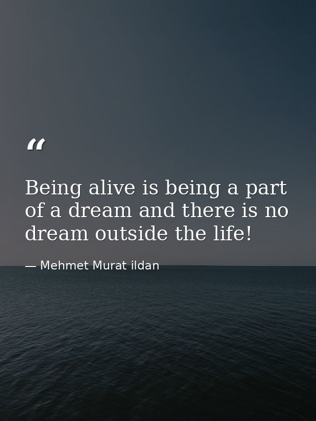 Being alive is being a part of a dream and there is no dream outside the life! — Mehmet Murat ildan