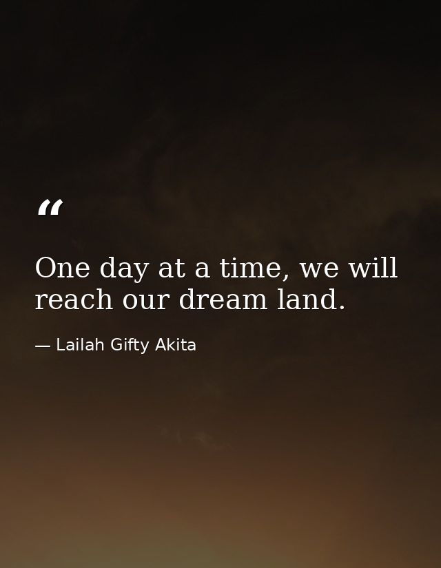 One day at a time, we will reach our dream land. — Lailah Gifty Akita