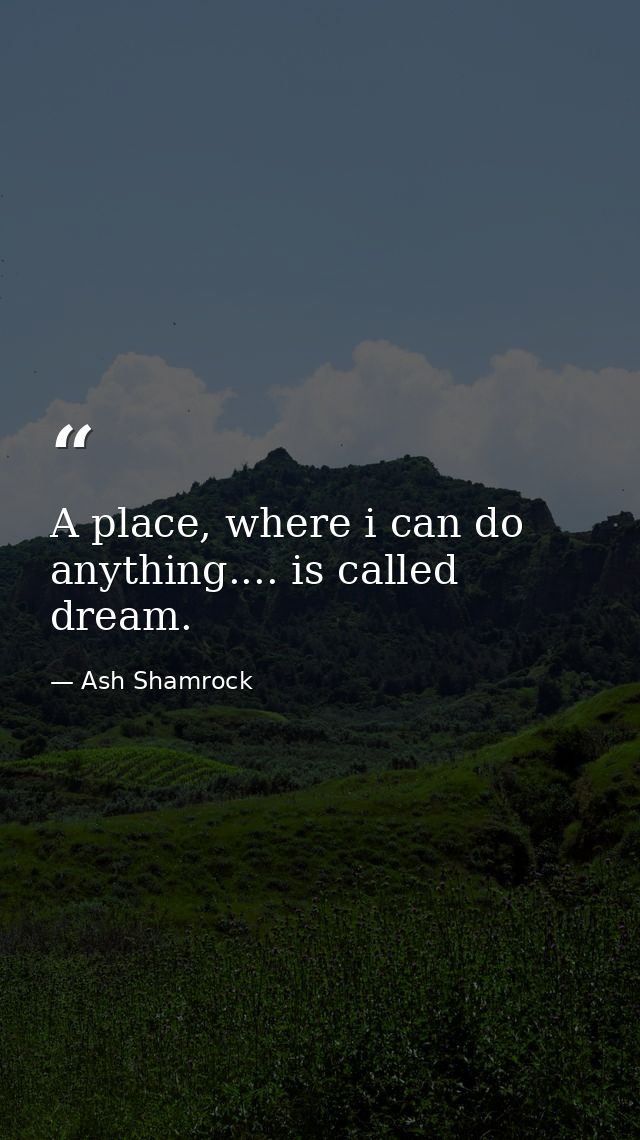A place, where i can do anything.... is called dream. — Ash Shamrock