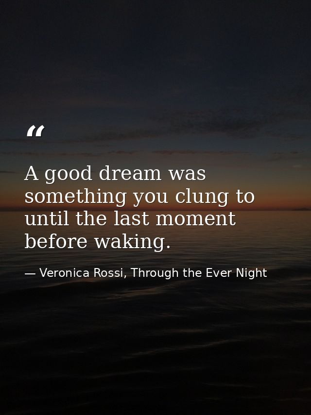 A good dream was something you clung to until the last moment before waking. — Veronica Rossi, Through the Ever Night