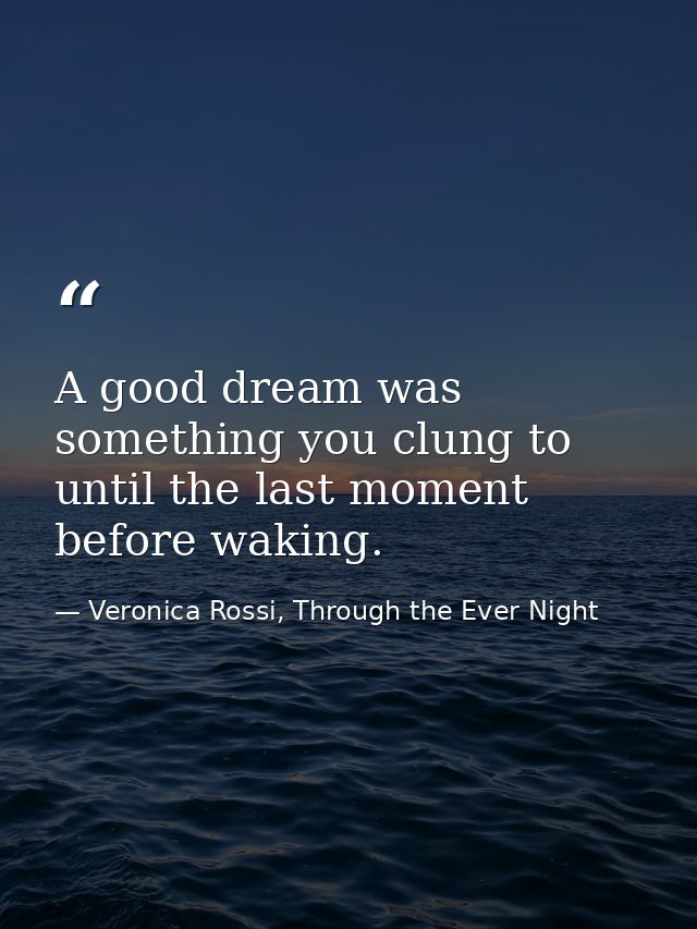 A good dream was something you clung to until the last moment before waking. — Veronica Rossi, Through the Ever Night