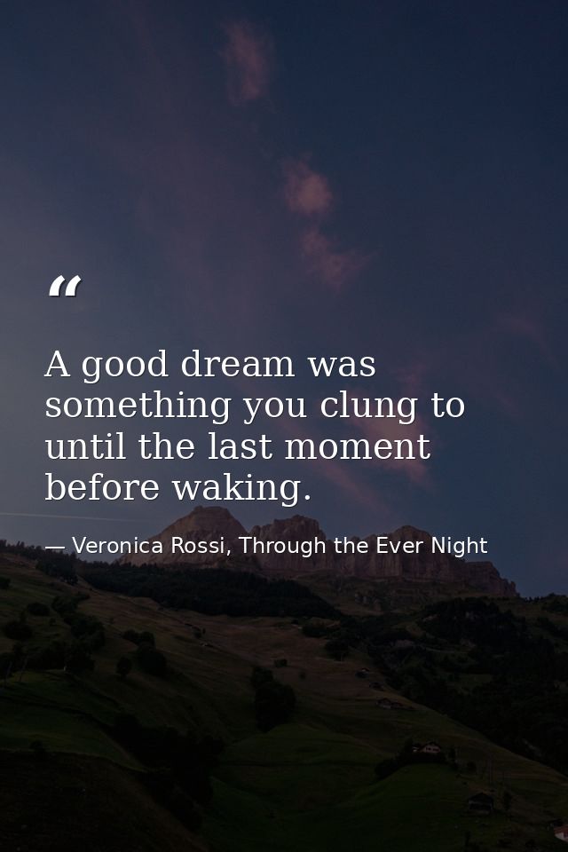 A good dream was something you clung to until the last moment before waking. — Veronica Rossi, Through the Ever Night