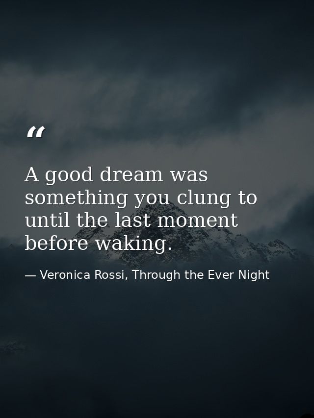 A good dream was something you clung to until the last moment before waking. — Veronica Rossi, Through the Ever Night