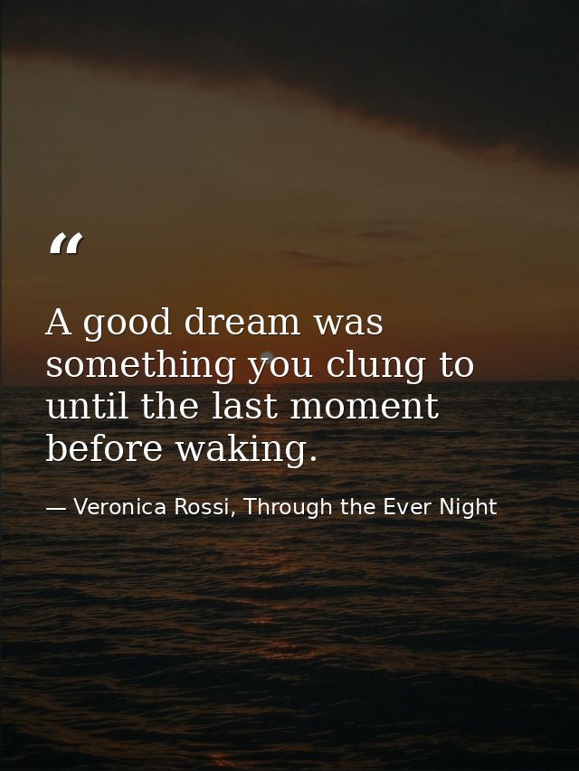 A good dream was something you clung to until the last moment before waking. — Veronica Rossi, Through the Ever Night