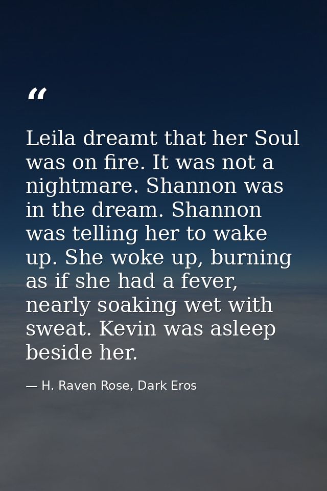 Leila dreamt that her Soul was on fire. It was not a nightmare. Shannon was in the dream. Shannon was telling her to wak — H. Raven Rose, Dark Eros