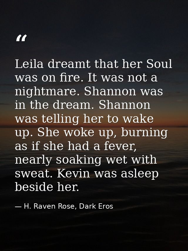 Leila dreamt that her Soul was on fire. It was not a nightmare. Shannon was in the dream. Shannon was telling her to wak — H. Raven Rose, Dark Eros