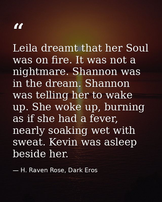 Leila dreamt that her Soul was on fire. It was not a nightmare. Shannon was in the dream. Shannon was telling her to wak — H. Raven Rose, Dark Eros