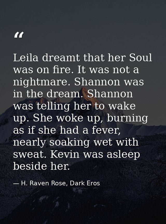 Leila dreamt that her Soul was on fire. It was not a nightmare. Shannon was in the dream. Shannon was telling her to wak — H. Raven Rose, Dark Eros