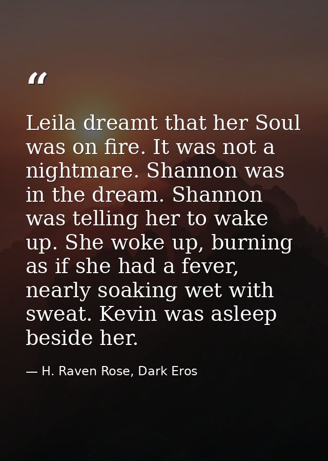 Leila dreamt that her Soul was on fire. It was not a nightmare. Shannon was in the dream. Shannon was telling her to wak — H. Raven Rose, Dark Eros