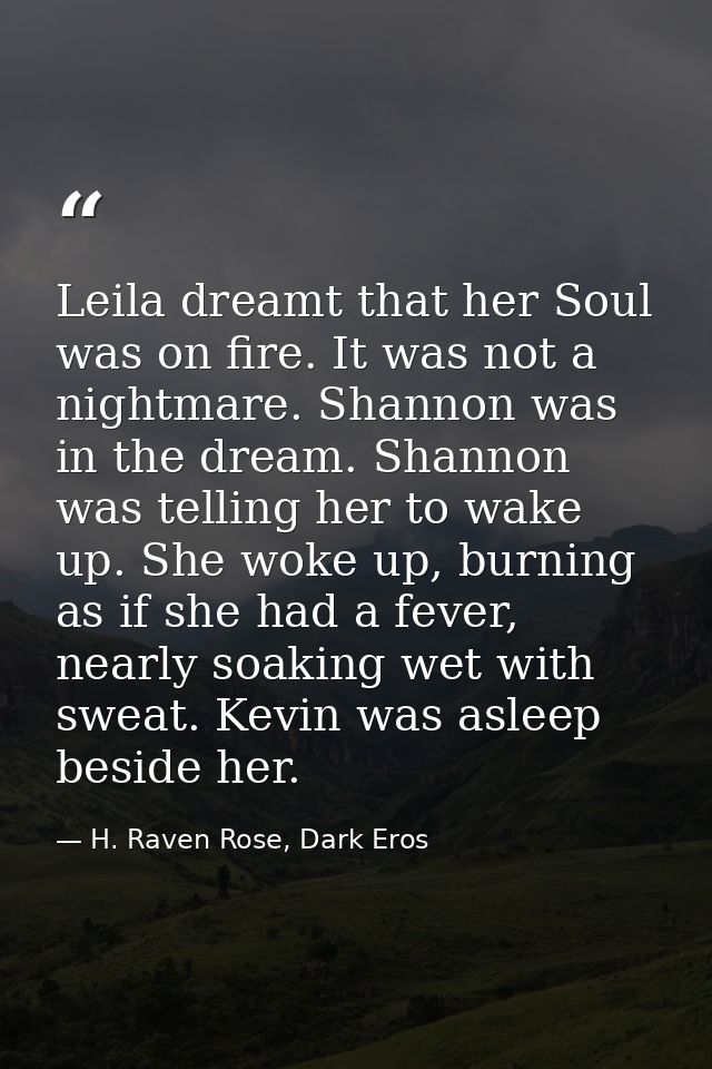 Leila dreamt that her Soul was on fire. It was not a nightmare. Shannon was in the dream. Shannon was telling her to wak — H. Raven Rose, Dark Eros